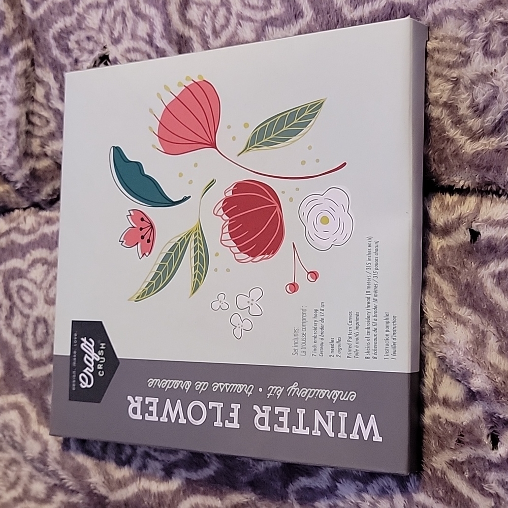 Floral embroidery kit by Craft Crush. Includes everything need to try embroidery